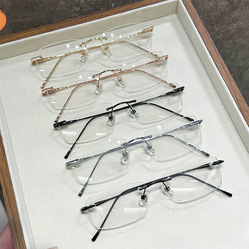Spykay™ EG26861 Rectangle Metal Frame Anti-blue Light Hipster Rimless Glasses - image 6