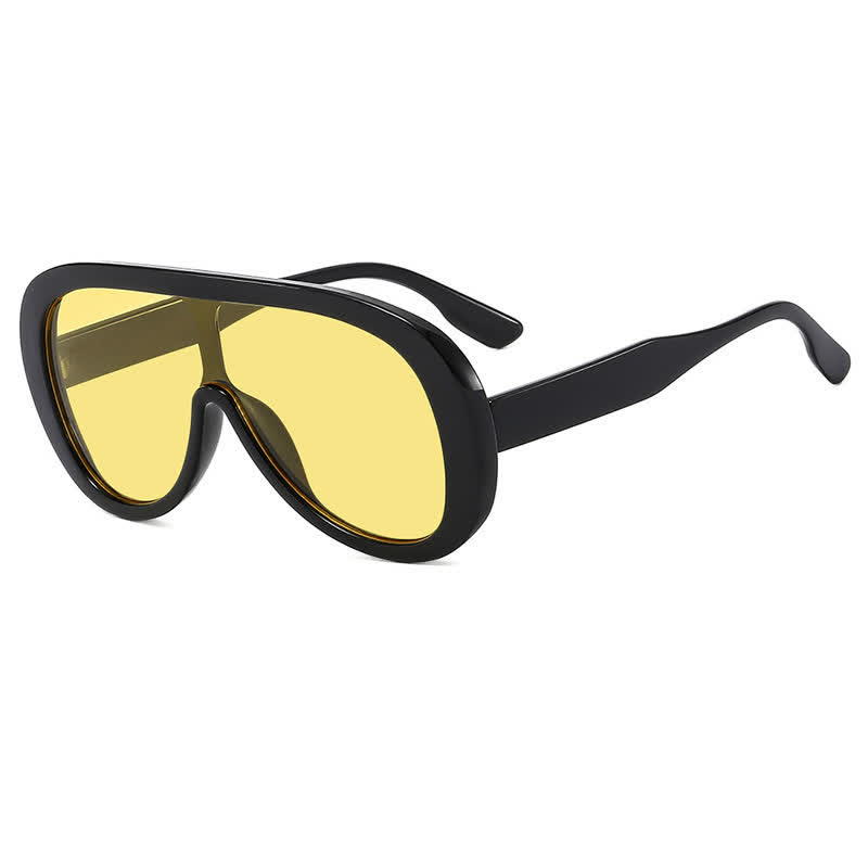 Spykay™ SG61001 Unisex Oversized One-piece Frame Aviator Sunglasses  - Black/Yellow - image 17