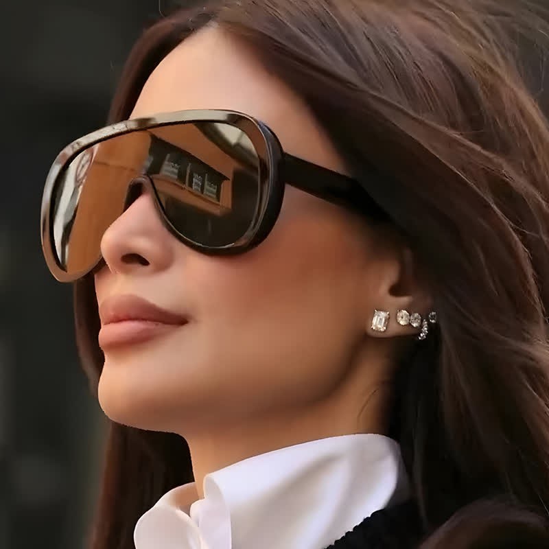 Spykay™ SG61001 Unisex Oversized One-piece Frame Aviator Sunglasses  - Black - image 1