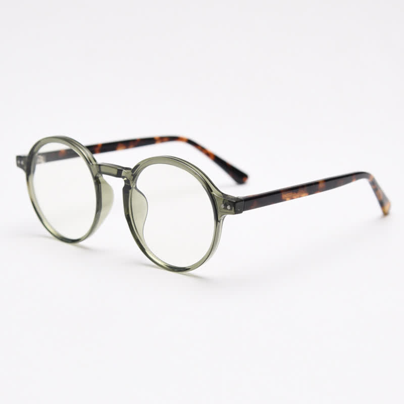 Spykay™ EG26870 Unisex Retro Simple Round Frame Anti-blue Light Glasses  - Green/Tortoise Shell - image 2