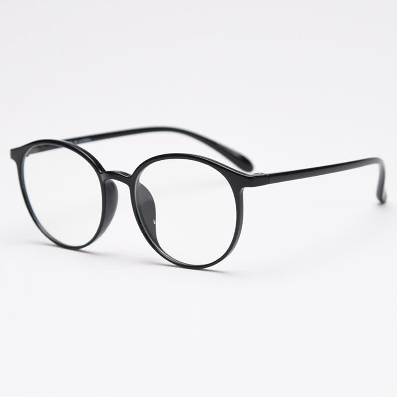 Spykay™ EG26865 Large Round Frame Anti-blue Light Simple Classic Lightweight Glasses  - Glossy Black - image 1
