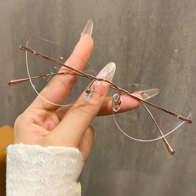 Spykay™ EG26862 Cat-Eye Titanium Frame Anti-blue Light Hipster Rimless Glasses - Rose Golden - image 5