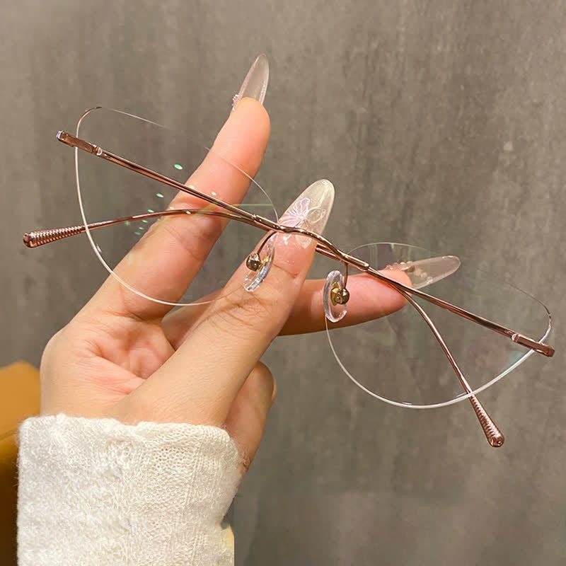 Spykay™ EG26862 Cat-Eye Titanium Frame Anti-blue Light Hipster Rimless Glasses - Rose Golden - image 5