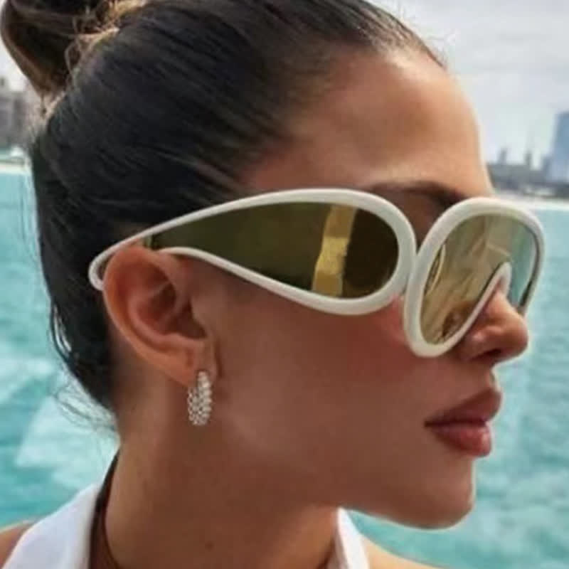 Spykay™ SG61002 Steampunk One-piece Frame Oversized Mirrored Sunglasses - image 4