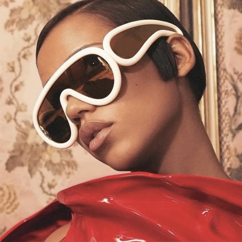 Spykay™ SG61002 Steampunk One-piece Frame Oversized Mirrored Sunglasses - image 1