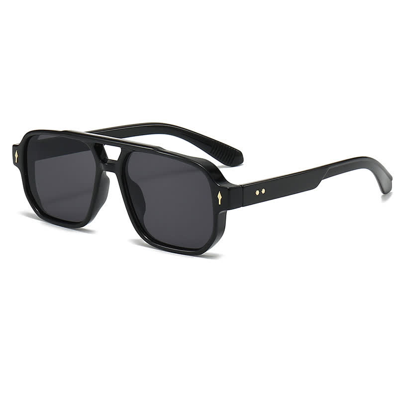 Spykay™ SG61003 Square Frame Double Bridges Vintage Arrow Sunglasses - Black - image 5