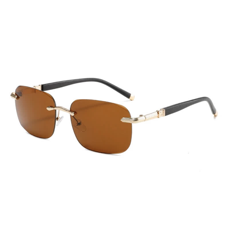 Spykay™ SG61004 Classic Square Frame Rimless Retro Sunglasses For Fishing - Brown - image 2
