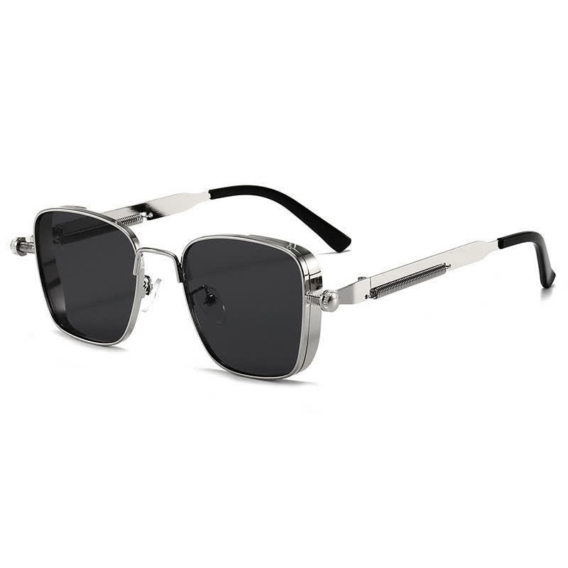 Spykay™ SG61005 Steampunk Square Frame Spring Temples Retro Sunglasses - Silver - image 4