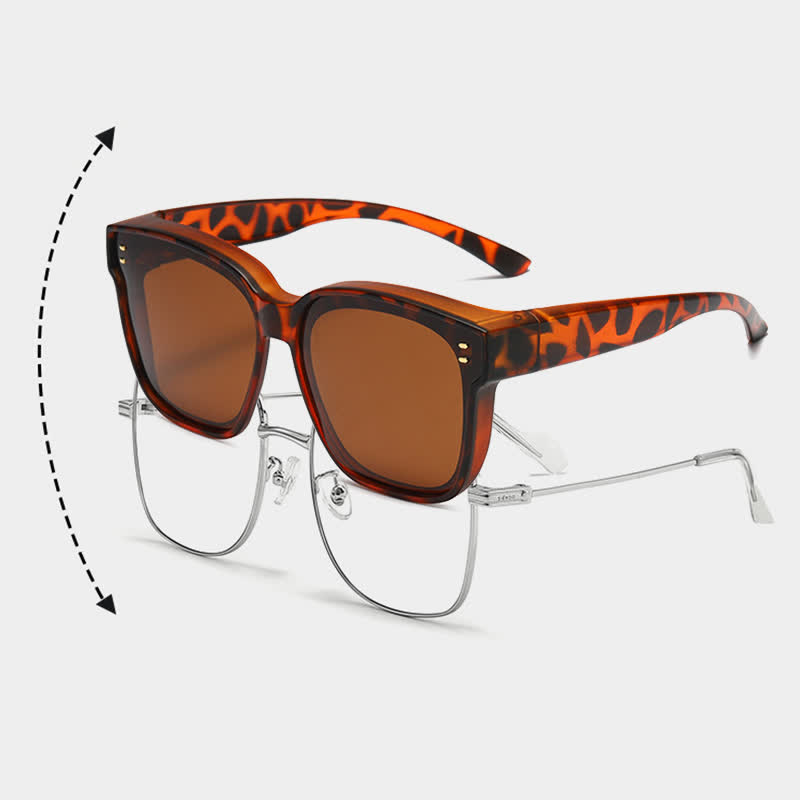 Spykay™ SG61007 Fit Over Glasses Square Frame Polarized Sunglasses for Women Men - Tortoise Shell  A - image 1