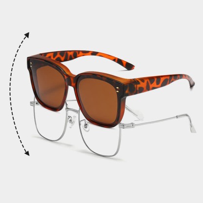 Spykay™ SG61007 Fit Over Glasses Square Frame Polarized Sunglasses for Women Men - Tortoise Shell  A - image 1