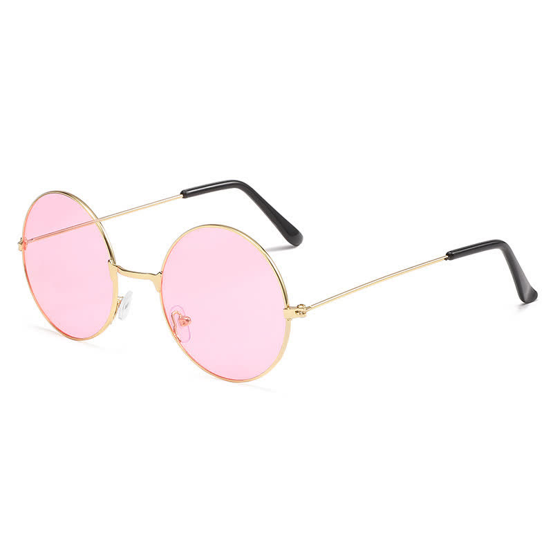 Spykay™ SG61008 Retro Round Frame Metal Sunglasses for Women Men - Light Pink - image 2