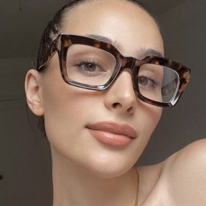 Spykay™ EG26877 Classic Simple Square Frame Concave Lenses Anti-blue Light Thick Glasses - Leopard/Brown - image 1