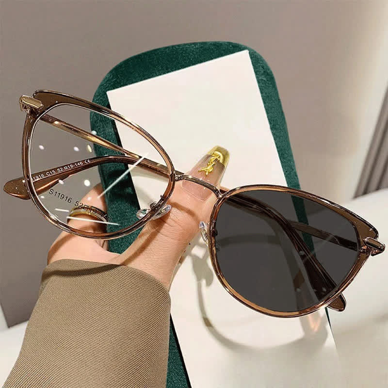 Spykay™ SG61009 Classic Simple Cat-Eye Anti-blue Light Photochromic Sunglasses - Brown - image 1