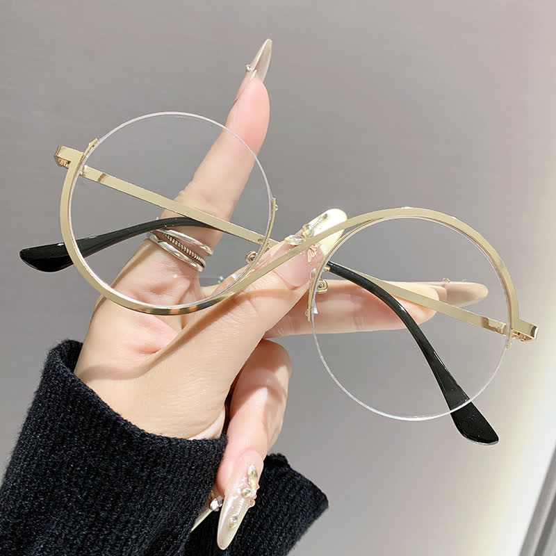 Spykay™ EG26662 "S" Design Metal Semi-Rimless Round Frame Unique Retro-Vintage Glasses - Golden - image 6
