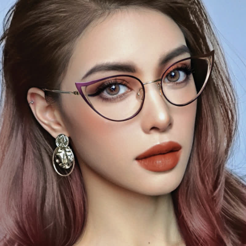 Spykay™ EG26880 Cat-Eye Metal Frame Hollow-out Anti-blue Light Glasses - image 2