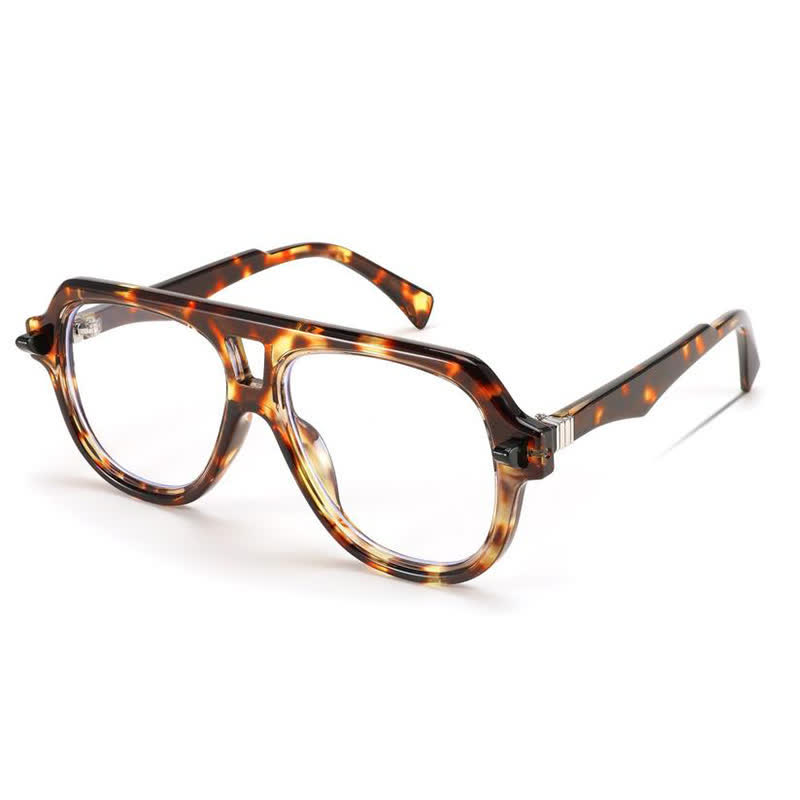 Spykay™ EG26883 Anti-blue Light Double Bridges Oversized Aviator Thick Eyeglasses - Leopard - image 1