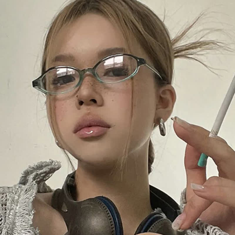 Spykay™ EG26885 Anti-blue Light Retro Small Oval Frame Y2K Hipster Eyeglasses - image 4