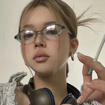 Spykay™ EG26885 Anti-blue Light Retro Small Oval Frame Y2K Hipster Eyeglasses - image 4