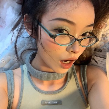 Spykay™ EG26885 Anti-blue Light Retro Small Oval Frame Y2K Hipster Eyeglasses - image 3