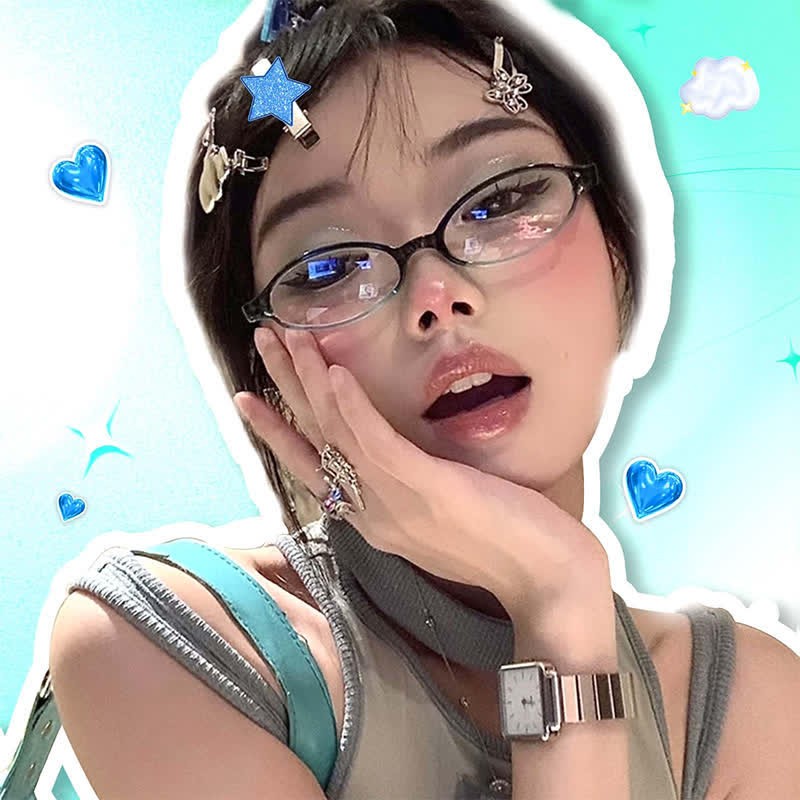 Spykay™ EG26885 Anti-blue Light Retro Small Oval Frame Y2K Hipster Eyeglasses - image 2