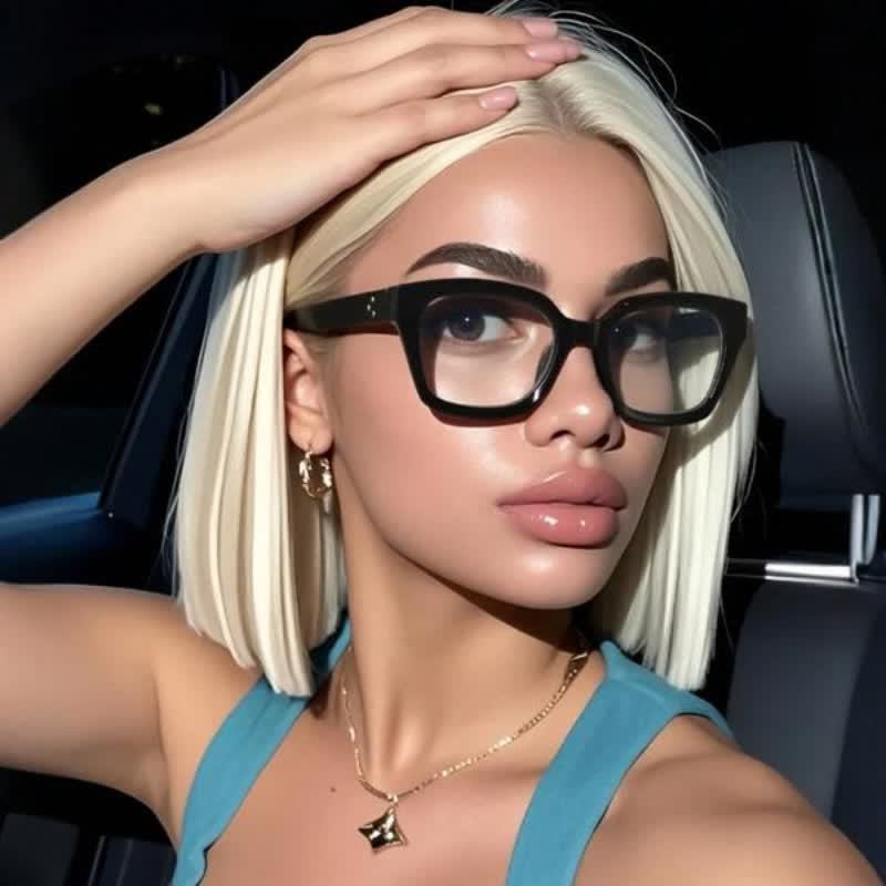 Spykay™ EG26877 Classic Simple Square Frame Concave Lenses Anti-blue Light Thick Glasses - image 7