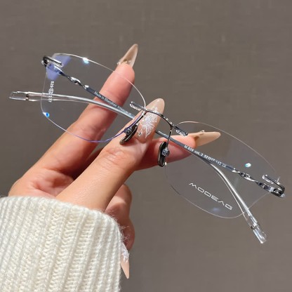 Spykay™ EG26889 Butterfly Titanium Frame Anti-blue Light Rimless Glasses - Silver - image 1