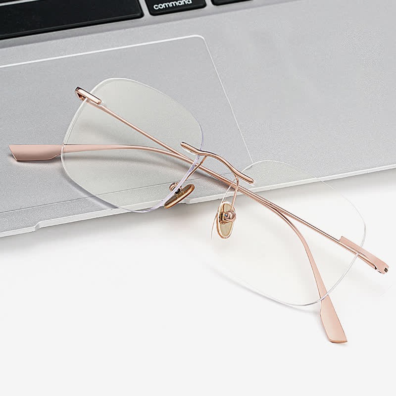 Spykay™ EG26894 Classic Square Titanium Frame Anti-blue Light Hipster Rimless Glasses - image 6