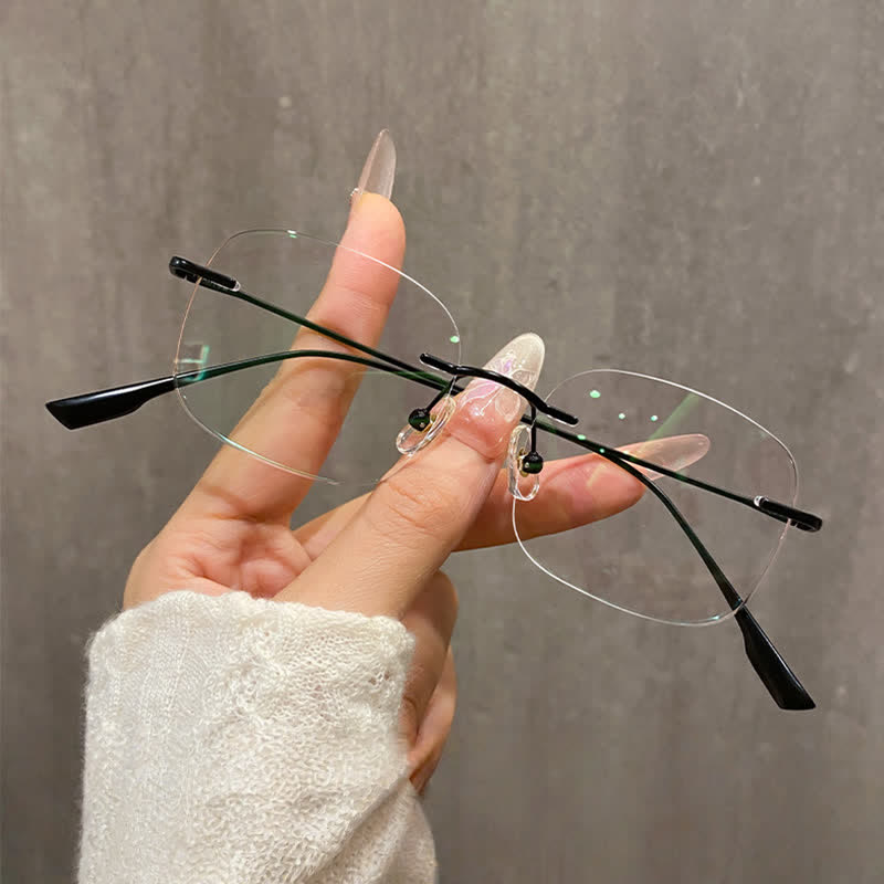 Spykay™ EG26894 Classic Square Titanium Frame Anti-blue Light Hipster Rimless Glasses - Black - image 3