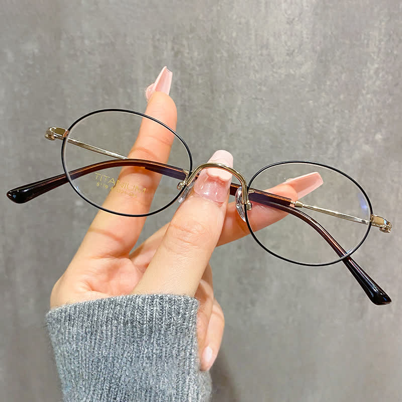 Spykay™ EG26892 Lightweight Oval Frame Anti-blue Light Glasses - Black/Golden - image 1