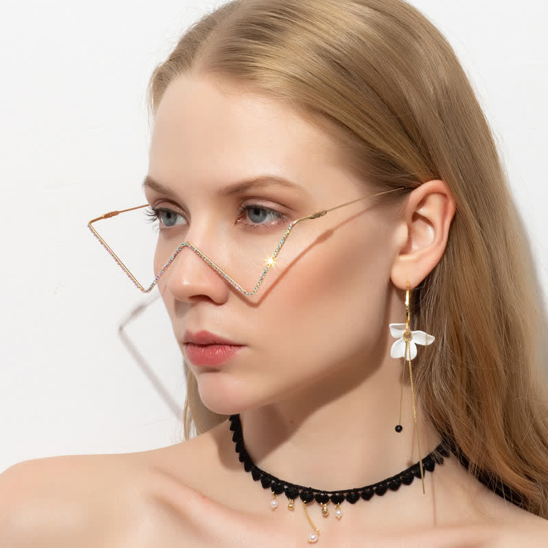 Spykay™ EG26881 Trendy Lensless Rhinestone Decor Semi-Rimless Glasses - image 12