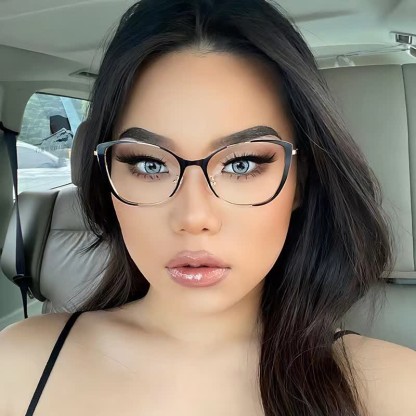 Spykay™ EG26752 Women's Cat-Eye Frame Hipster Glasses - Black/Golden - image 1