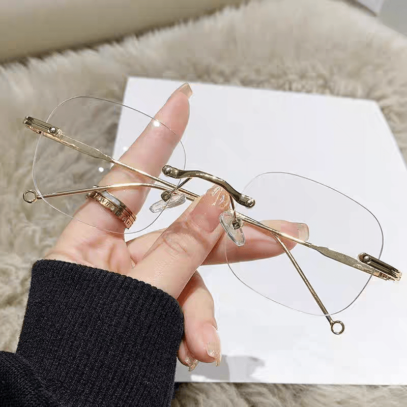 Spykay™ EG26888 Square Frame Anti-blue Light Retro Rimless Glasses - Golden - image 4