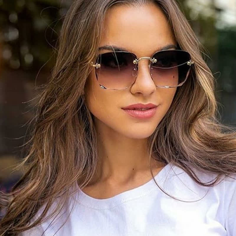 Spykay™ SG61010 Square Frame Oversized Trendy Rimless Sunglasses - Grey - image 1