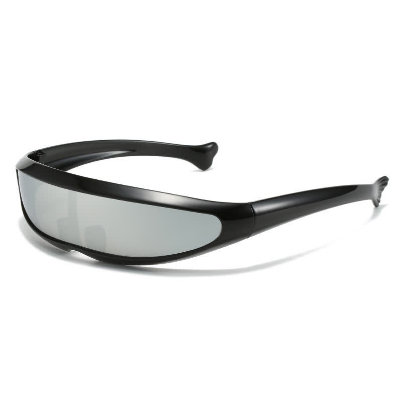 Spykay™ SG61011 One-piece Color Mirror Lens Monolens Cyclops Robotic Futuristic Narrow Y2K Punk Sunglasses - Black/Sliver - image 4