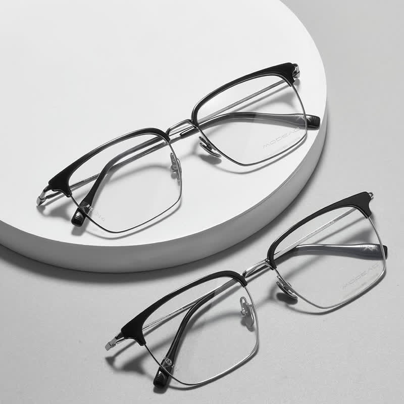 Spykay™ EG26898 Semi-Rimless Anti-blue Light Square Titanium Frame Browline Glasses - image 8