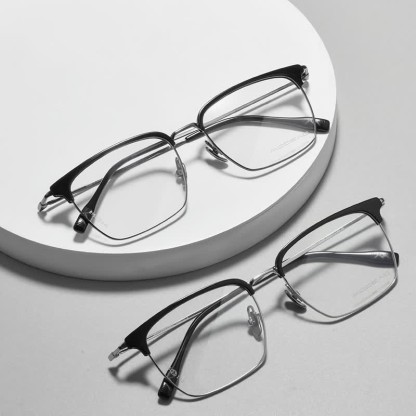 Spykay™ EG26898 Semi-Rimless Anti-blue Light Square Titanium Frame Browline Glasses - image 8