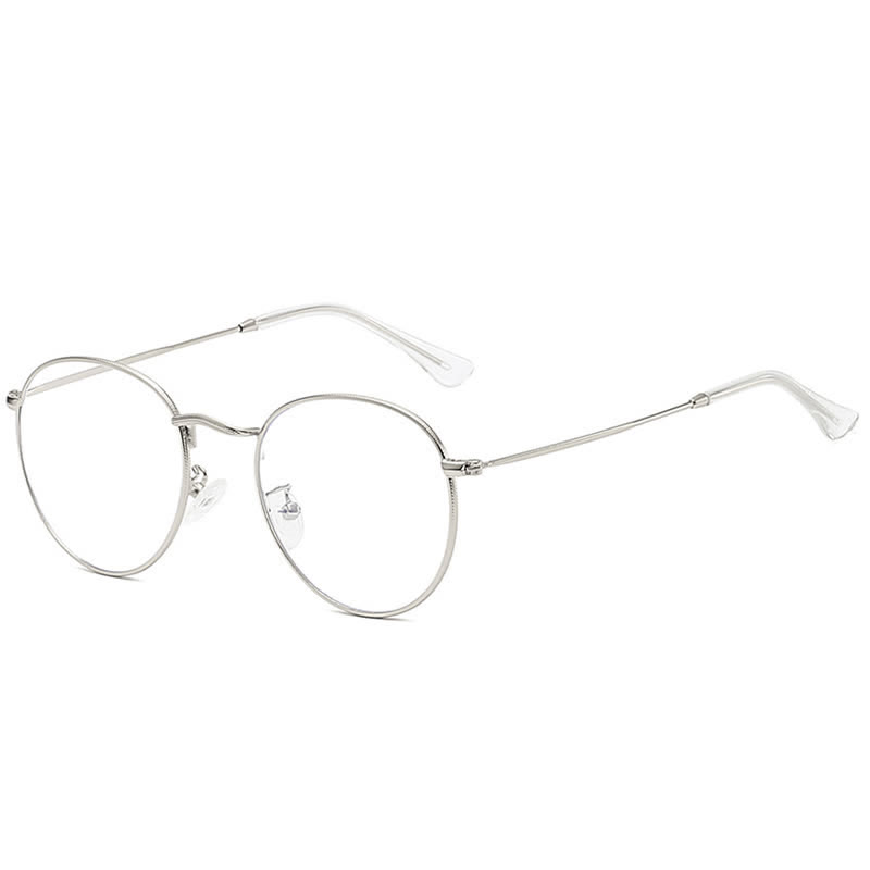 Spykay™ EG26906 Retro Simple Round Frame Anti-blue Light Hipster Glasses - Silver - image 7