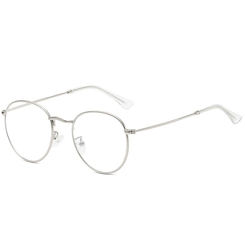 Spykay™ EG26906 Retro Simple Round Frame Anti-blue Light Hipster Glasses - Silver - image 7