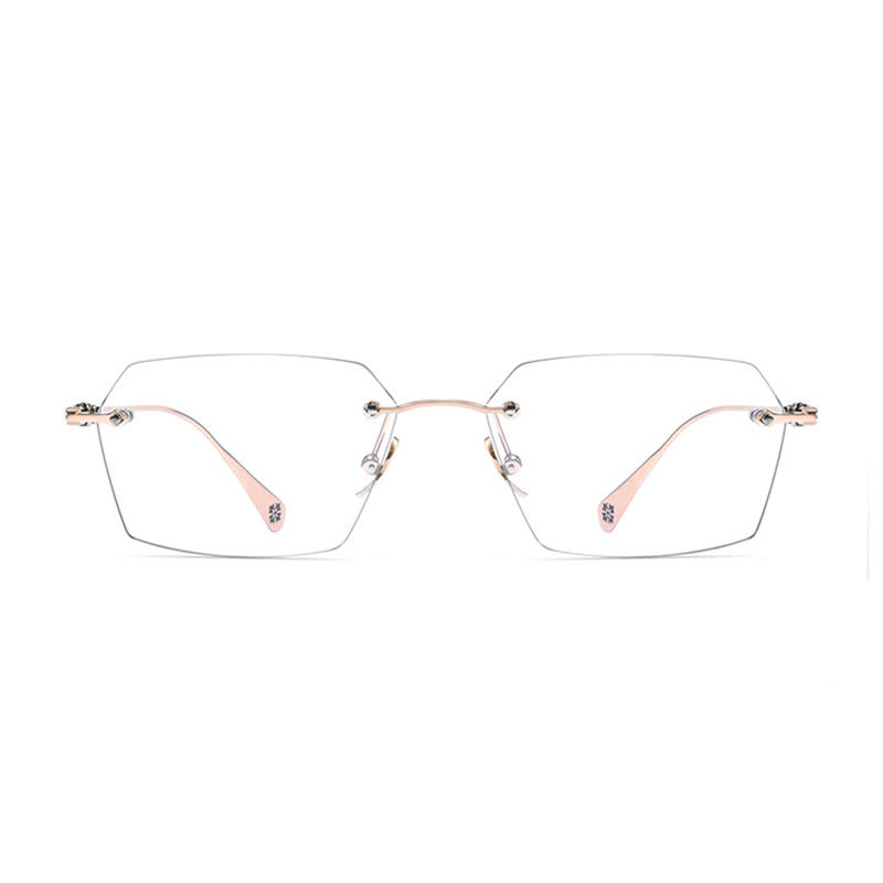 Spykay™ EG26901 Titanium Geometric Frame Anti-blue Light Hipster Rimless Glasses - image 2