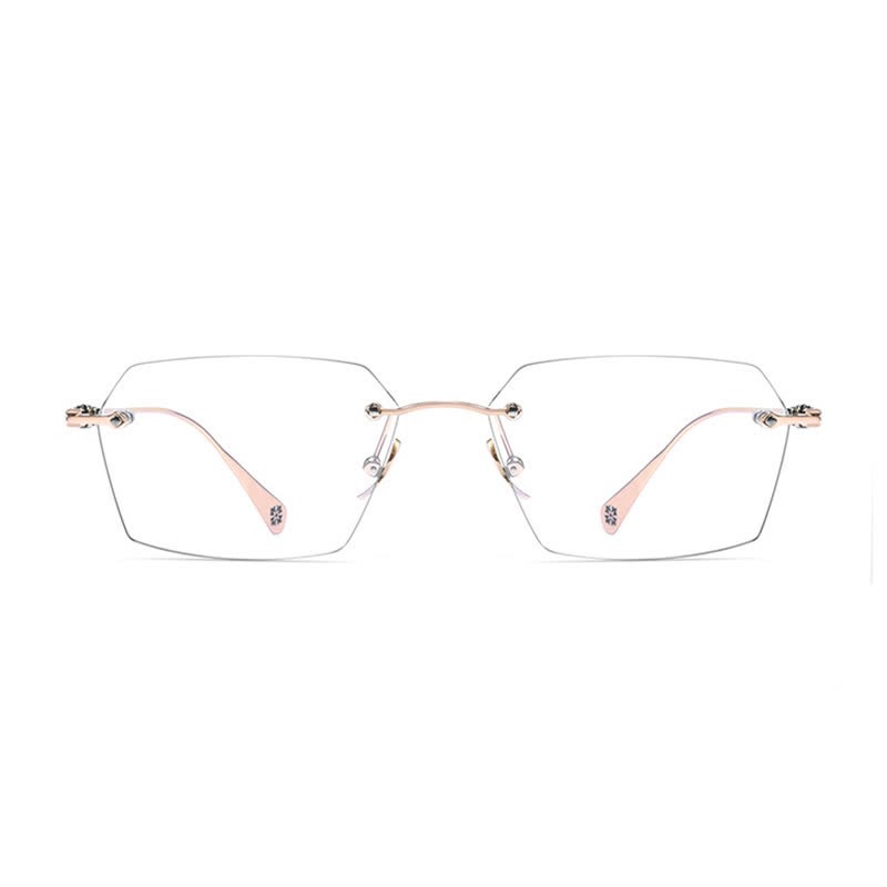 Spykay™ EG26901 Titanium Geometric Frame Anti-blue Light Hipster Rimless Glasses - image 2