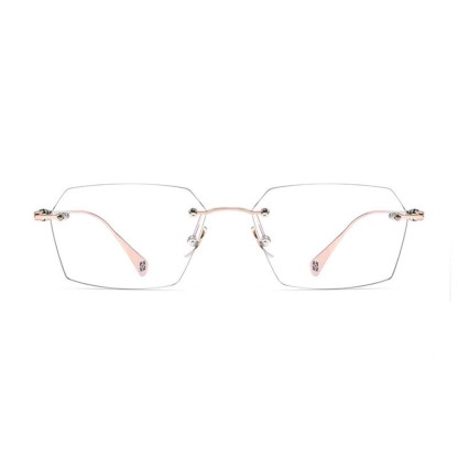 Spykay™ EG26901 Titanium Geometric Frame Anti-blue Light Hipster Rimless Glasses - image 2