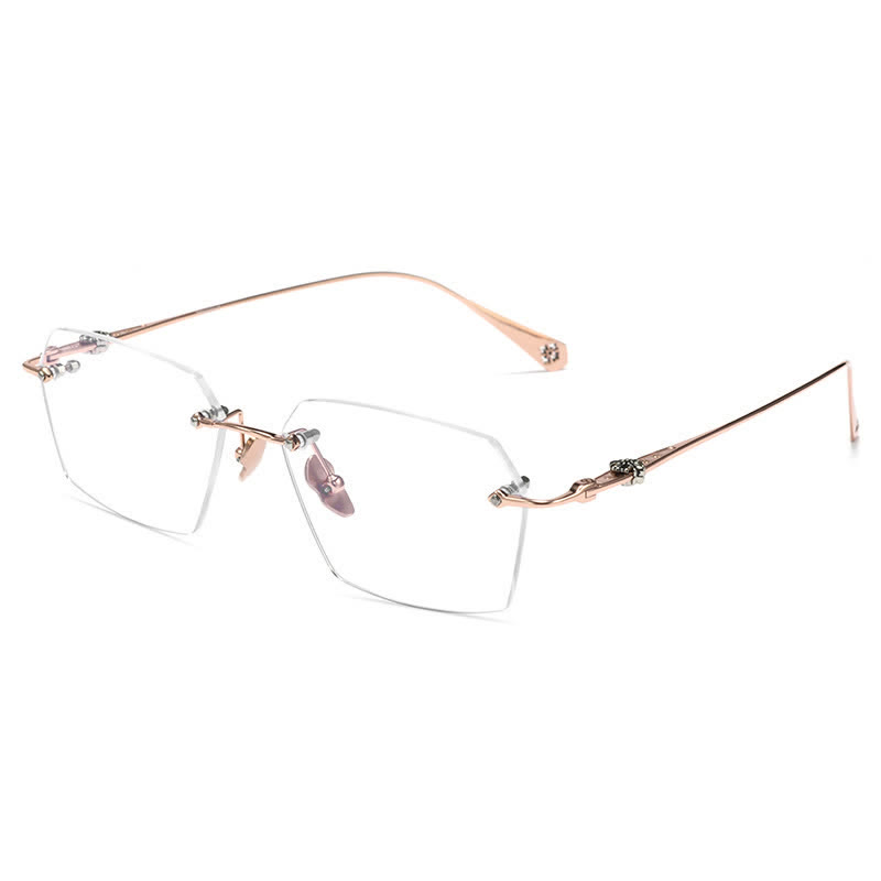 Spykay™ EG26901 Titanium Geometric Frame Anti-blue Light Hipster Rimless Glasses - Rose Golden - image 1
