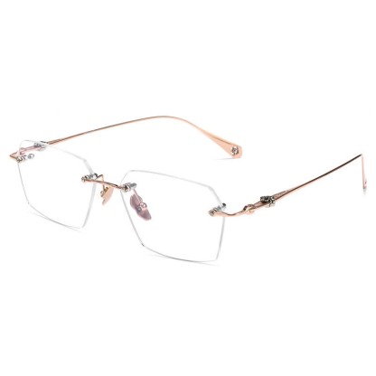 Spykay™ EG26901 Titanium Geometric Frame Anti-blue Light Hipster Rimless Glasses - Rose Golden - image 1