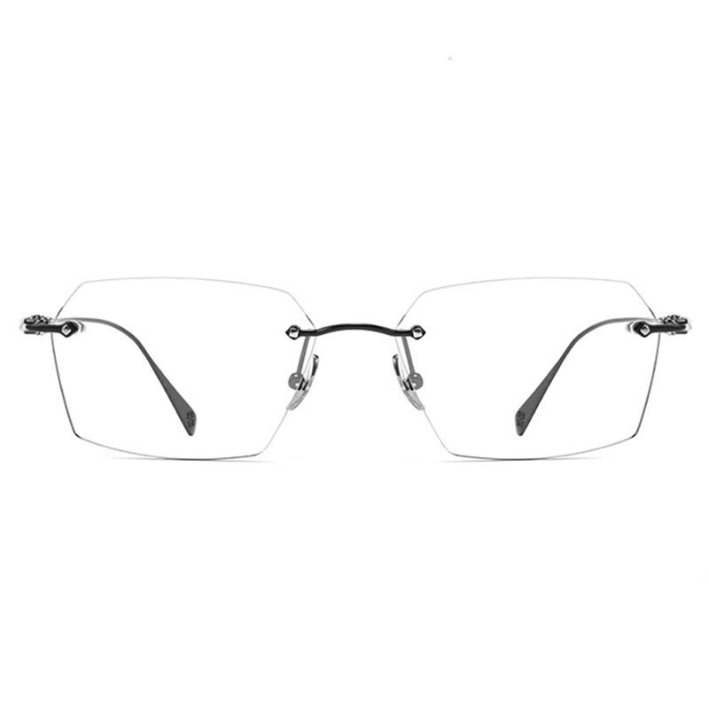 Spykay™ EG26901 Titanium Geometric Frame Anti-blue Light Hipster Rimless Glasses - image 9
