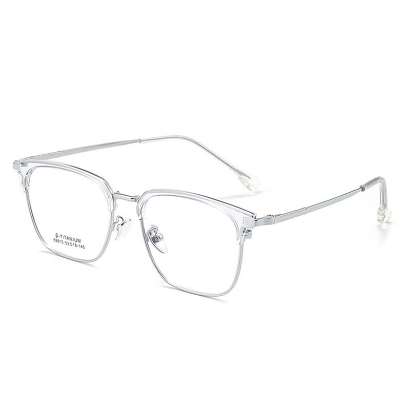 Spykay™ EG26899 Simple Anti-blue Light Square Frame Browline Glasses - Silver - image 3