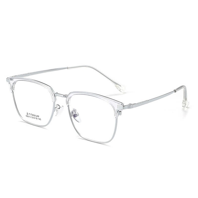 Spykay™ EG26899 Simple Anti-blue Light Square Frame Browline Glasses - Silver - image 3