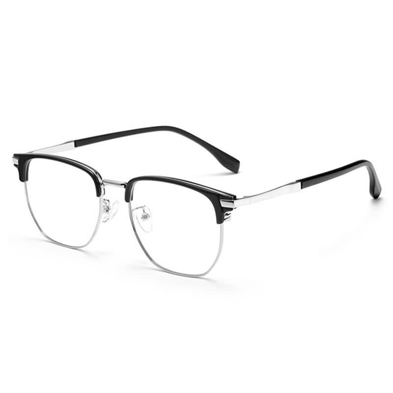 Spykay™ EG26900 Classic Anti-blue Light Square Frame Browline Glasses - Black/Silver - image 1