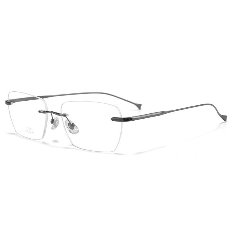 Spykay™ EG26902 Retro Rectangle Frame Anti-blue Light Hipster Rimless Glasses - Grey - image 3