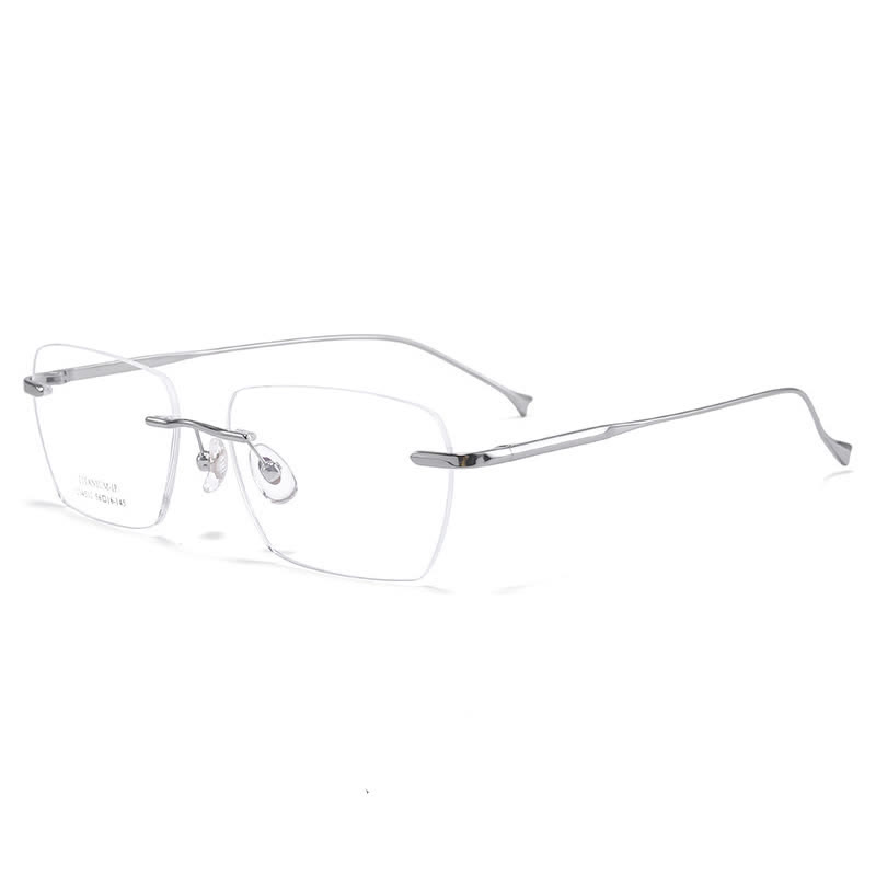 Spykay™ EG26902 Retro Rectangle Frame Anti-blue Light Hipster Rimless Glasses - Silver - image 1