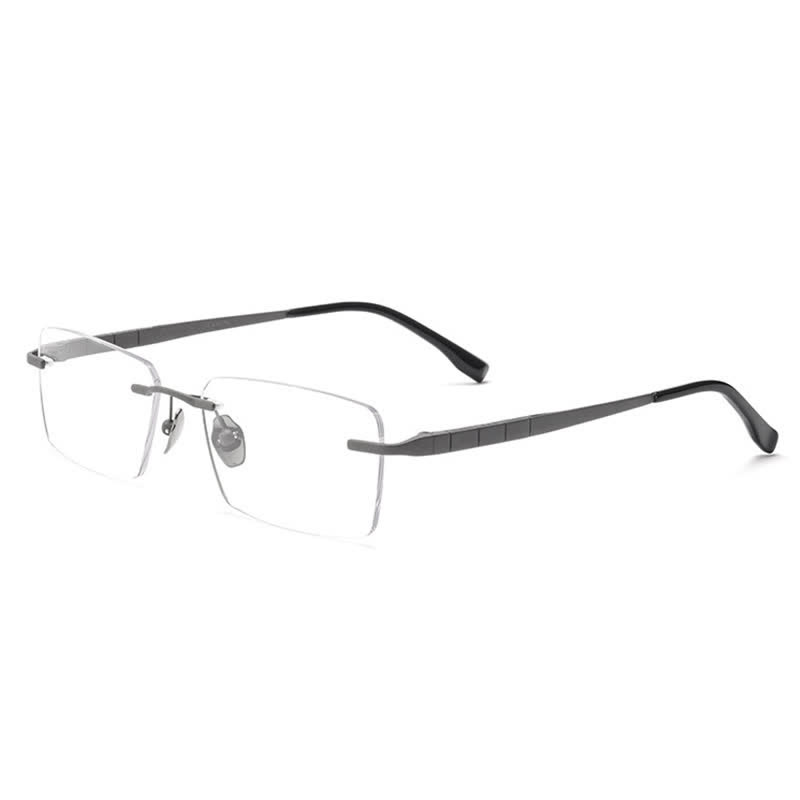 Spykay™ EG26903 Retro Simple Rectangle Frame Anti-blue Light Hipster Rimless Glasses - Grey - image 3